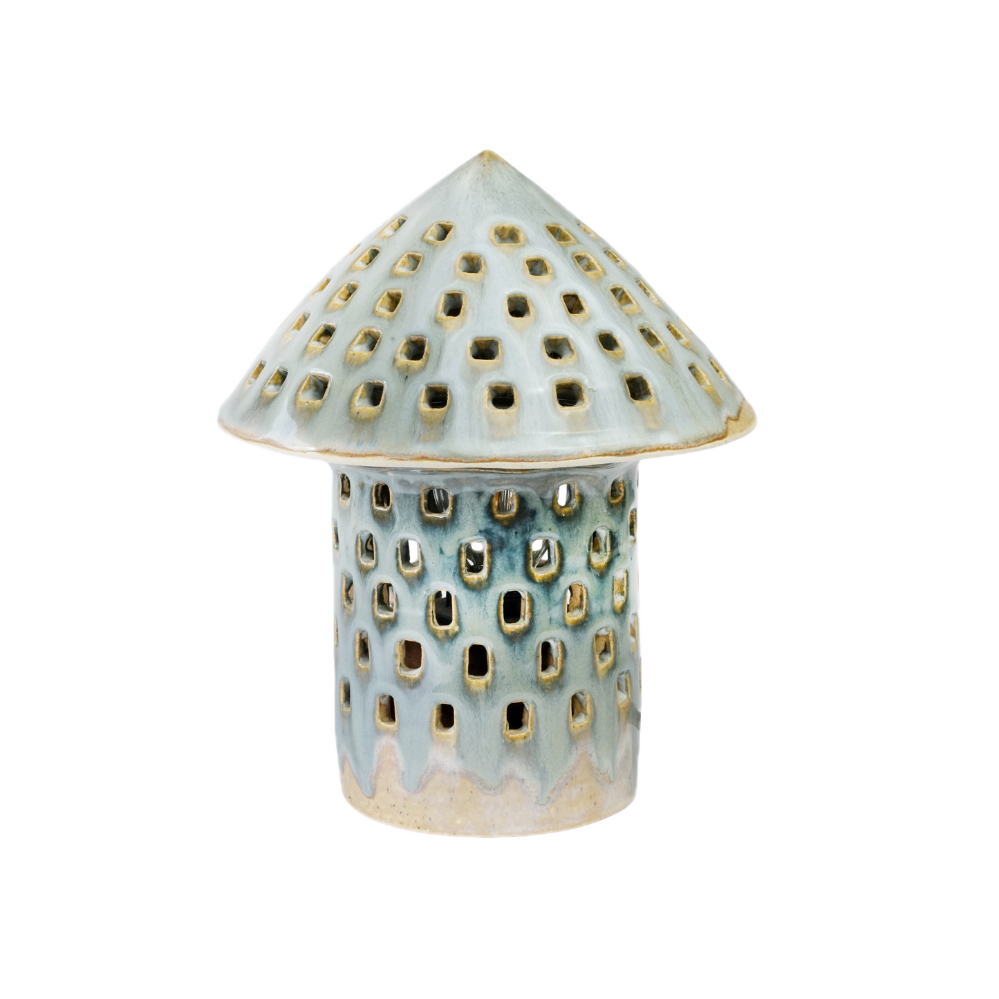 Mushroom Lamp handmade ceramic accent lamp, wheel-thrown by Mocha Cat Pottery Bangalore