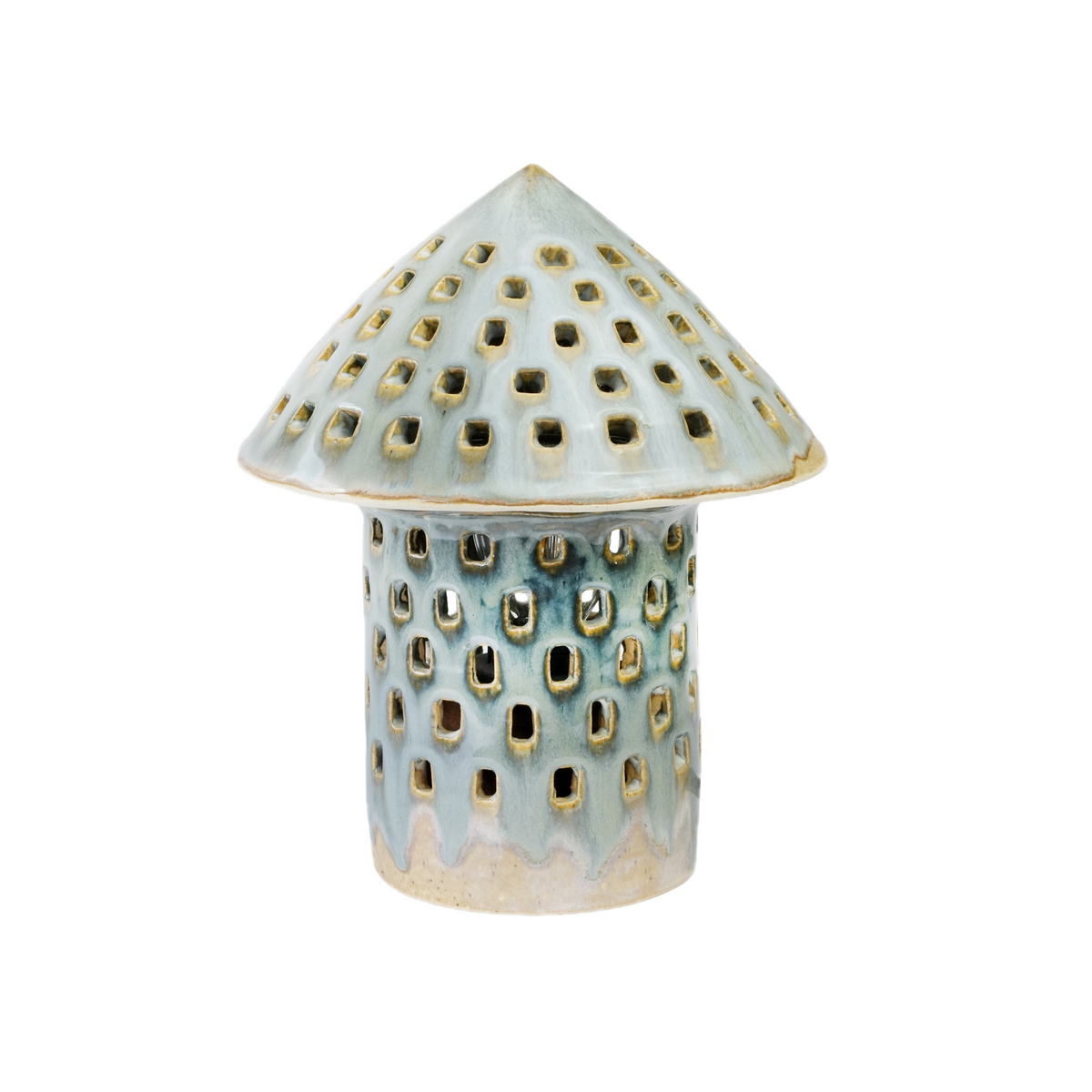 Mushroom Lamp handmade ceramic accent lamp, wheel-thrown by Mocha Cat Pottery Bangalore