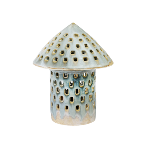 Mushroom Lamp handmade ceramic accent lamp, wheel-thrown by Mocha Cat Pottery Bangalore