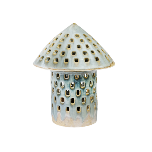 Mushroom Lamp handmade ceramic accent lamp, wheel-thrown by Mocha Cat Pottery Bangalore