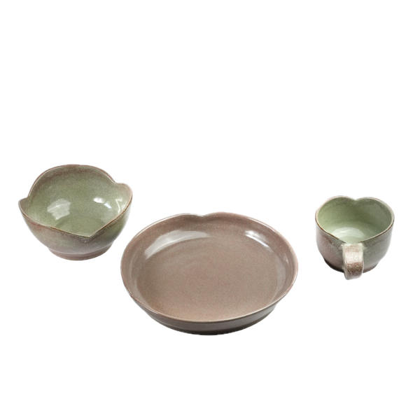 Pink Bloom Breakfast Set — Hand-Cut Flower Tableware
