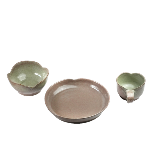 Pink Bloom Breakfast Set — Hand-Cut Flower Tableware