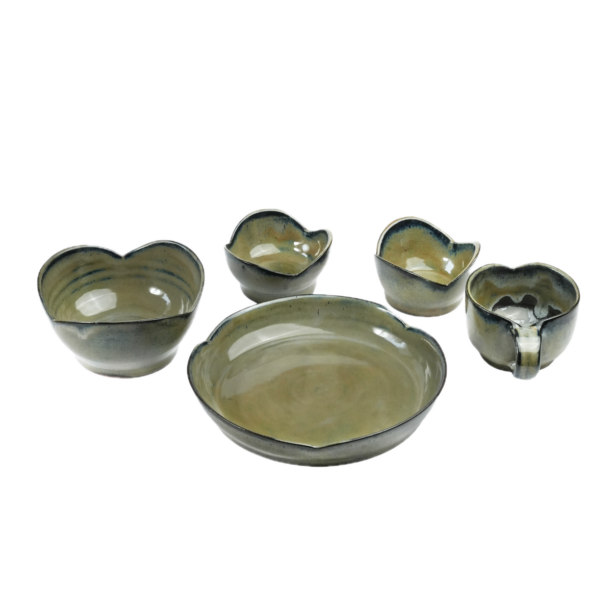 Green Bloom Breakfast Set — Hand-Cut Flower Tableware