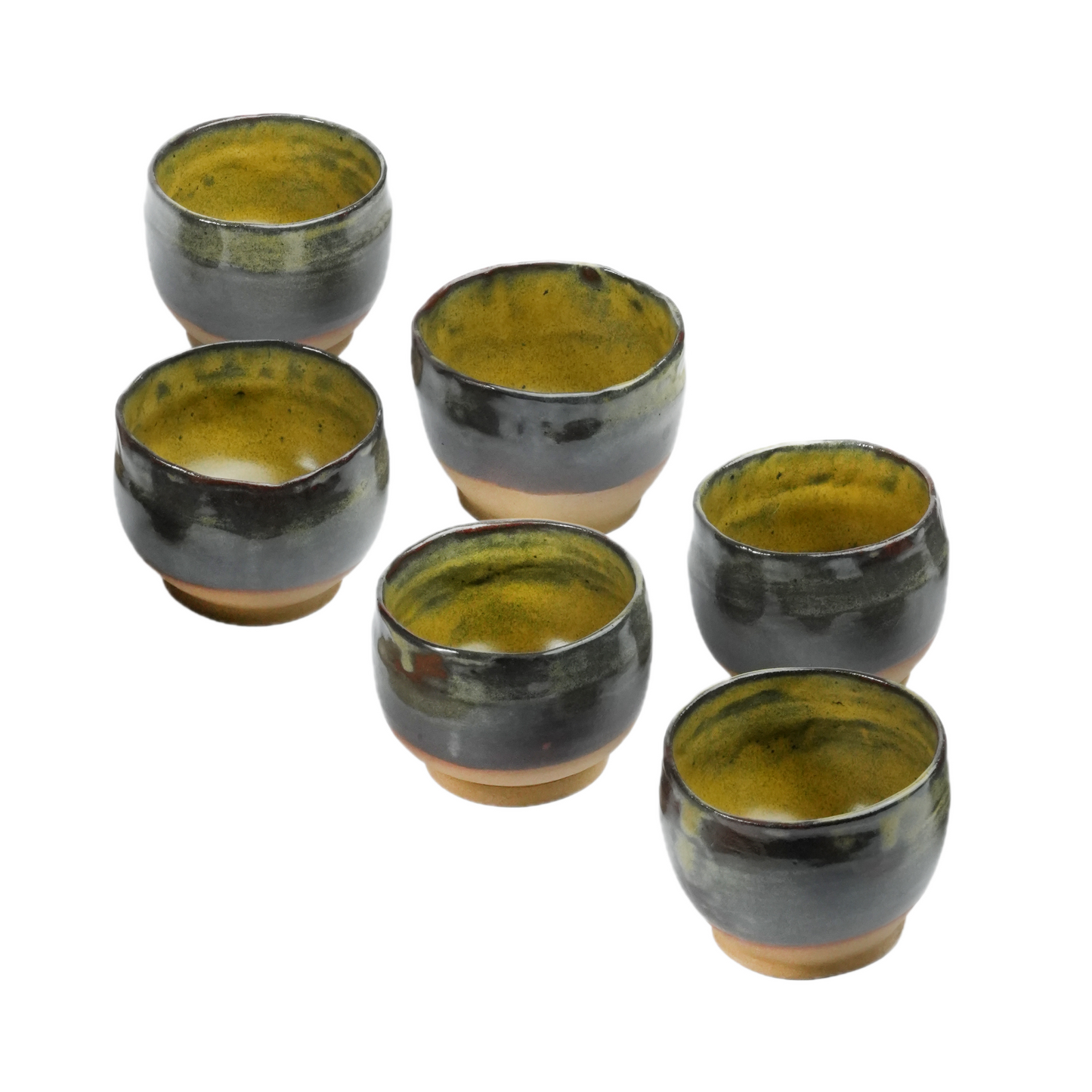Set of six handmade stoneware Dessert Cups, Hand built by Mocha Cat Pottery