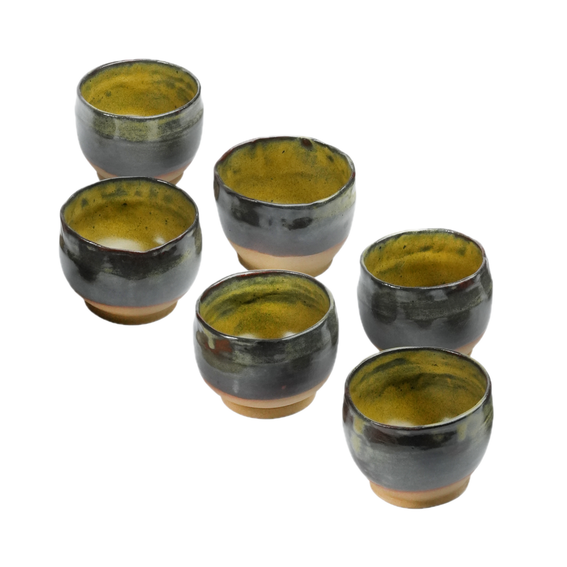 Set of six handmade stoneware Dessert Cups, Hand built by Mocha Cat Pottery