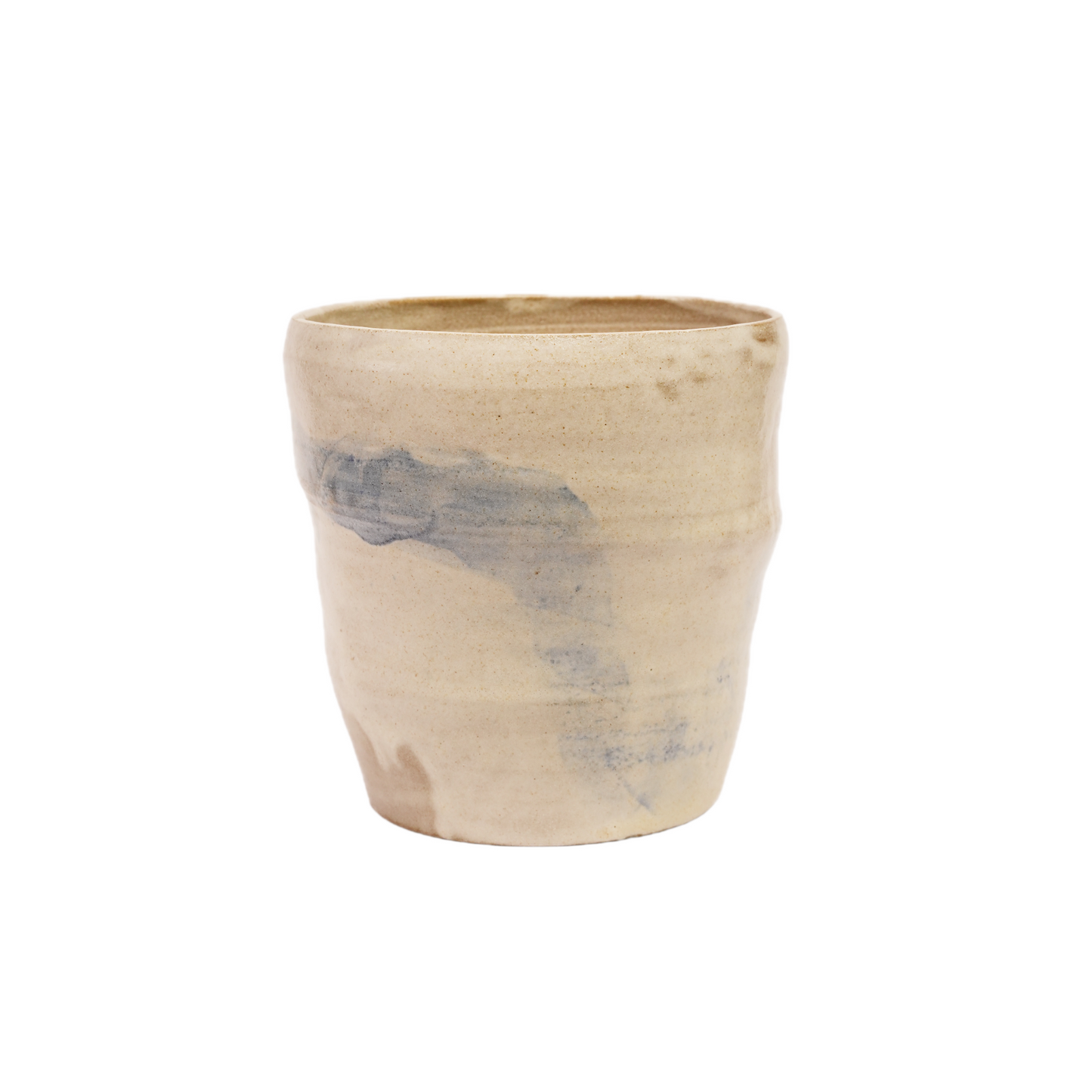 Flow handmade ceramic vase brushed in soft blue and white, wheel-thrown by Mocha Cat Pottery Bangalore