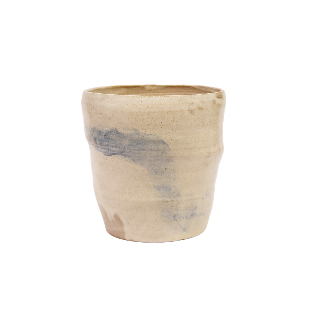 Flow handmade ceramic vase brushed in soft blue and white, wheel-thrown by Mocha Cat Pottery Bangalore