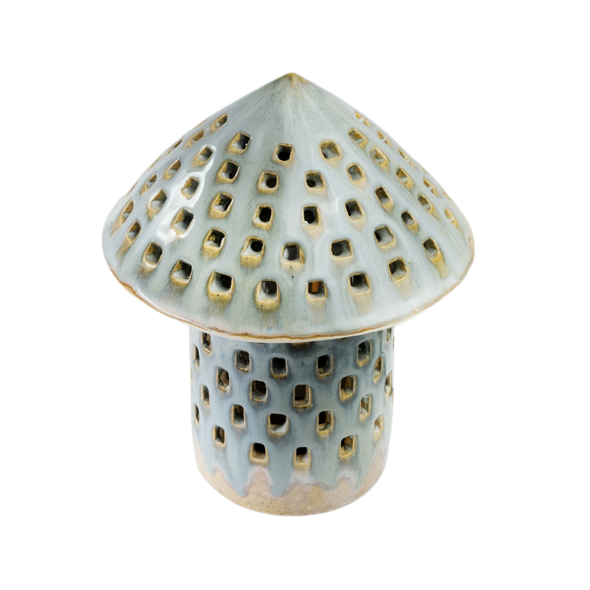 Close-up of wheel-thrown stoneware base, Mushroom Lamp by Mocha Cat Pottery