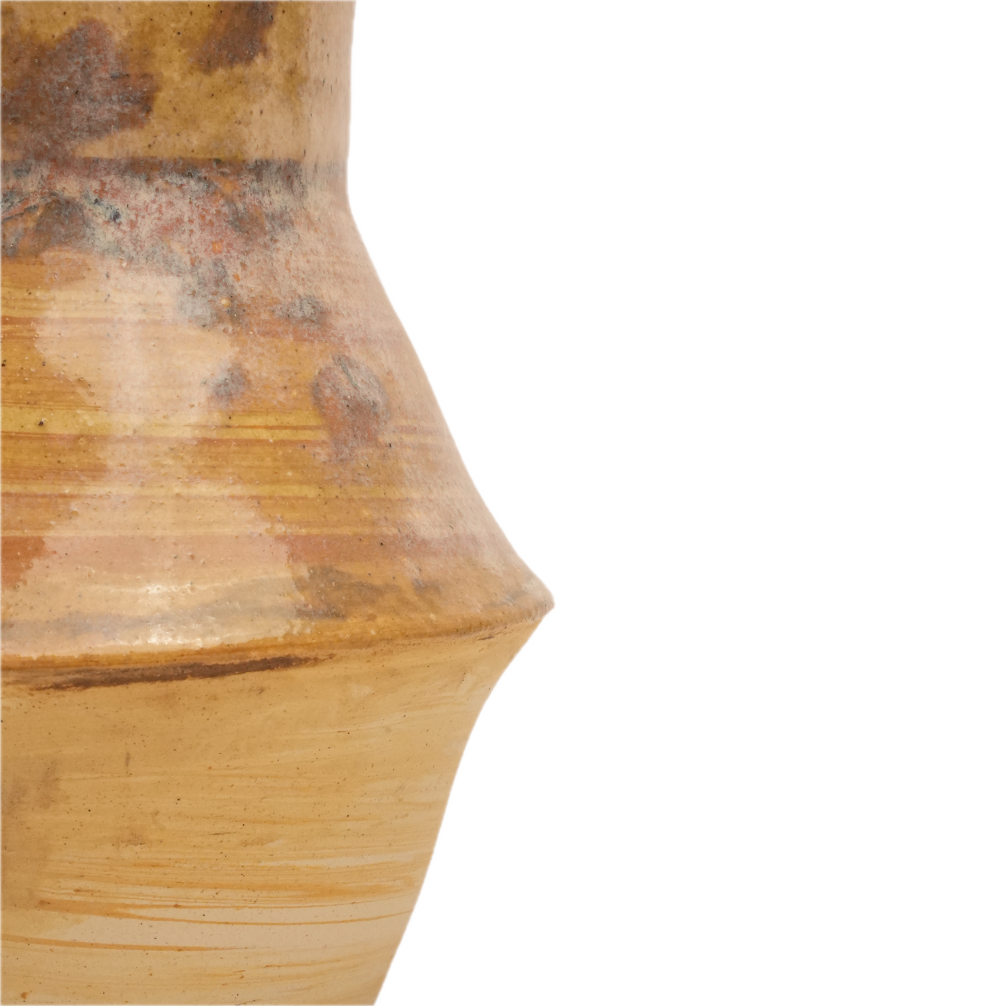 Close-up of marbled clay seam where sections join on Tall Man vase, Mocha Cat Pottery