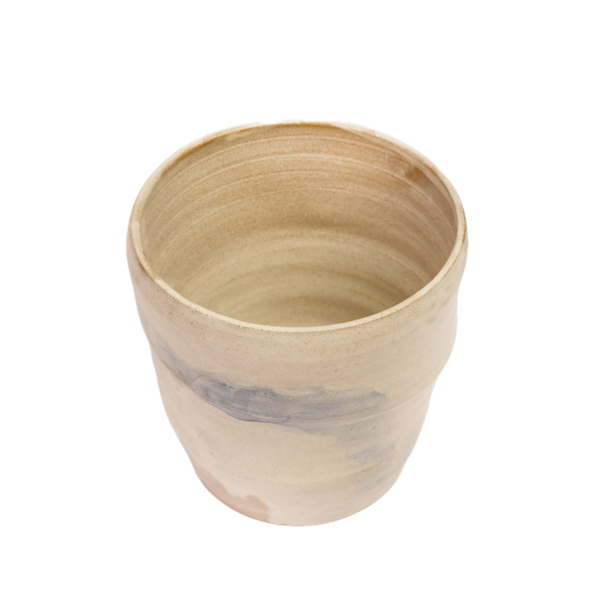 Flow handmade ceramic vase brushed in soft blue and white, wheel-thrown by Mocha Cat Pottery Bangalore