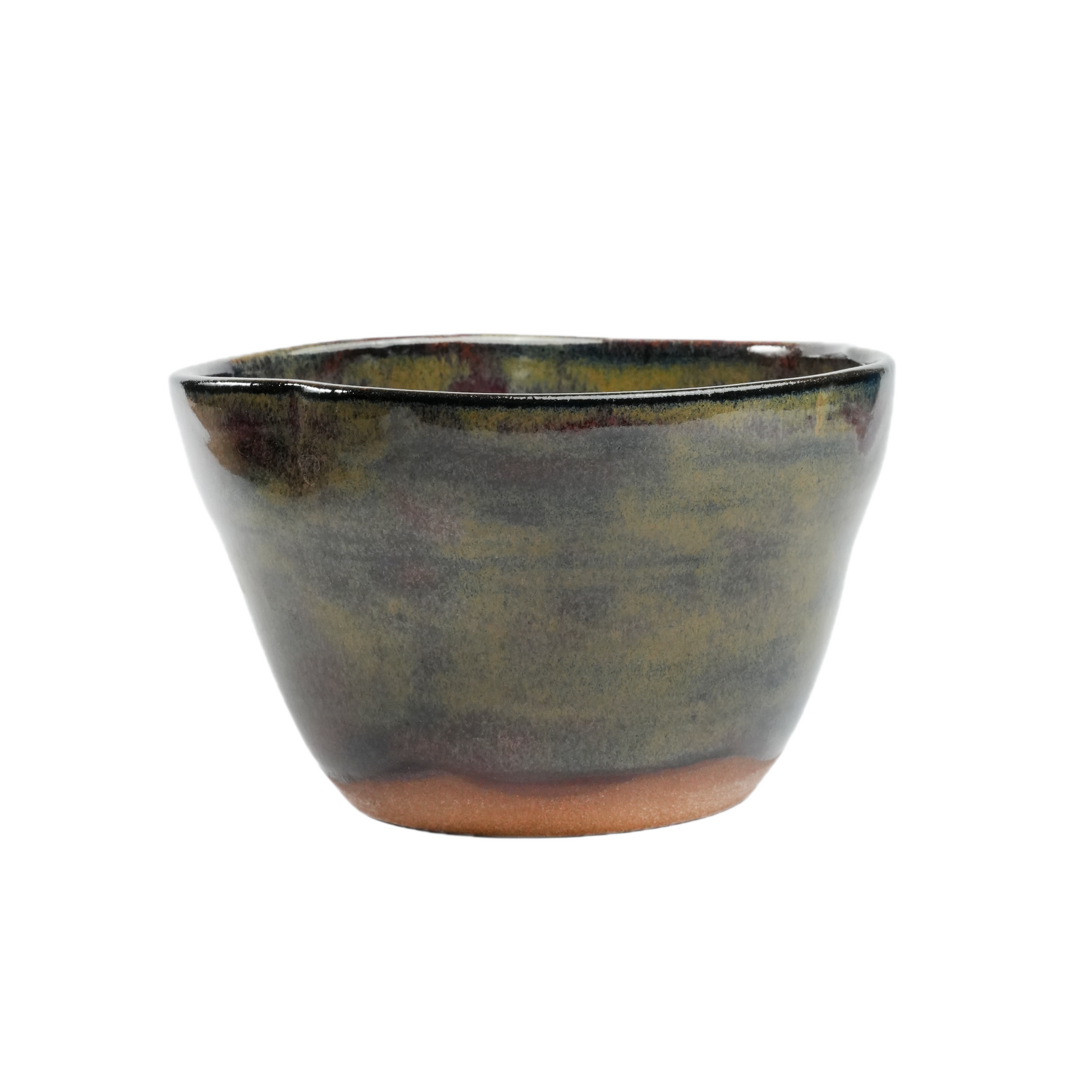 Iridescent ceramic bowl filled with ramen, handmade in Bangalore