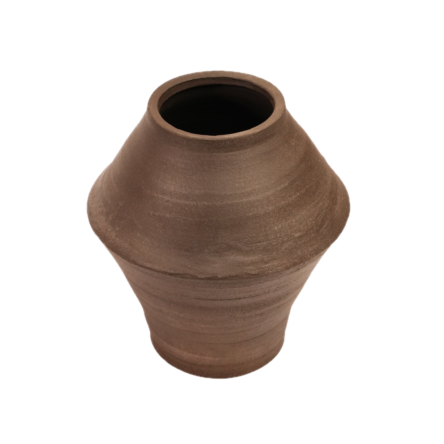 Karpa handmade angular ceramic vase, raw unglazed stoneware, wheel-thrown by Mocha Cat Pottery Bangalore