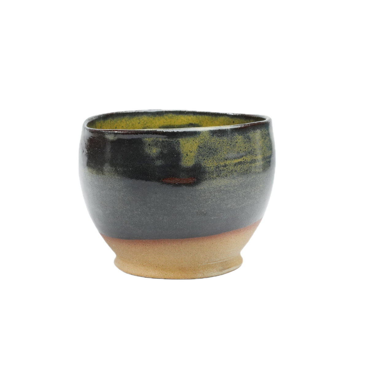 Close-up of glaze drip texture on handmade stoneware Dessert Cup