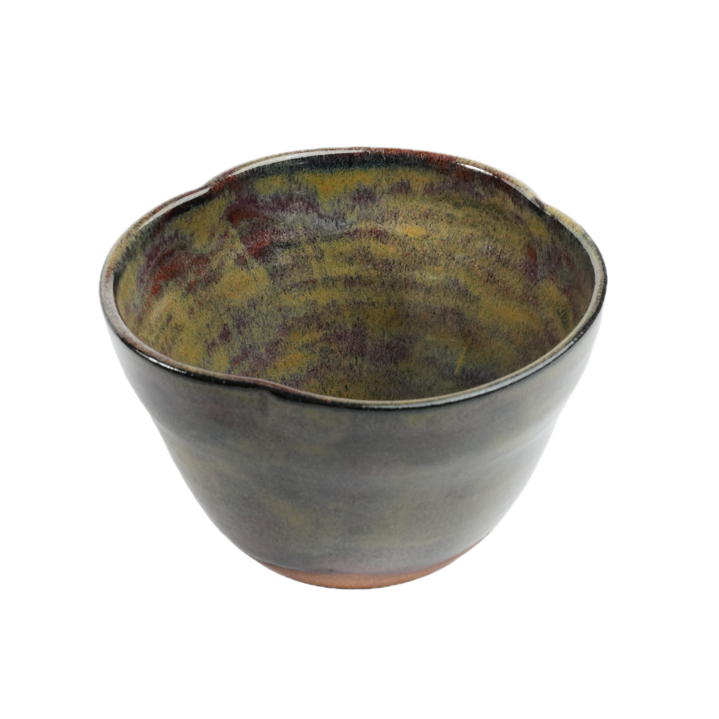 Iridescent handmade ceramic bowl with light-shifting glaze, Mocha Cat Pottery Bangalore