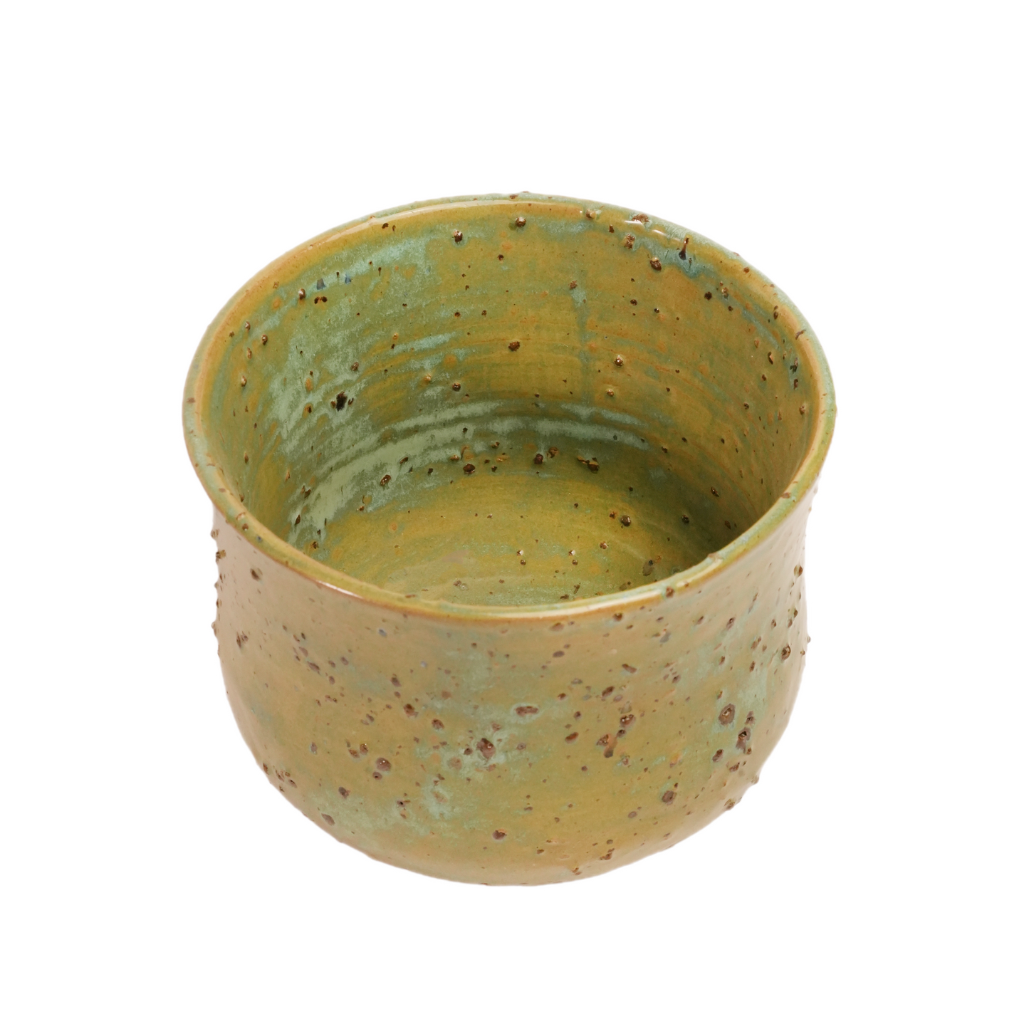 Top view of Poison Ivy handmade ceramic vase with rough stone-textured clay, wheel-thrown by Mocha Cat Pottery Bangalore