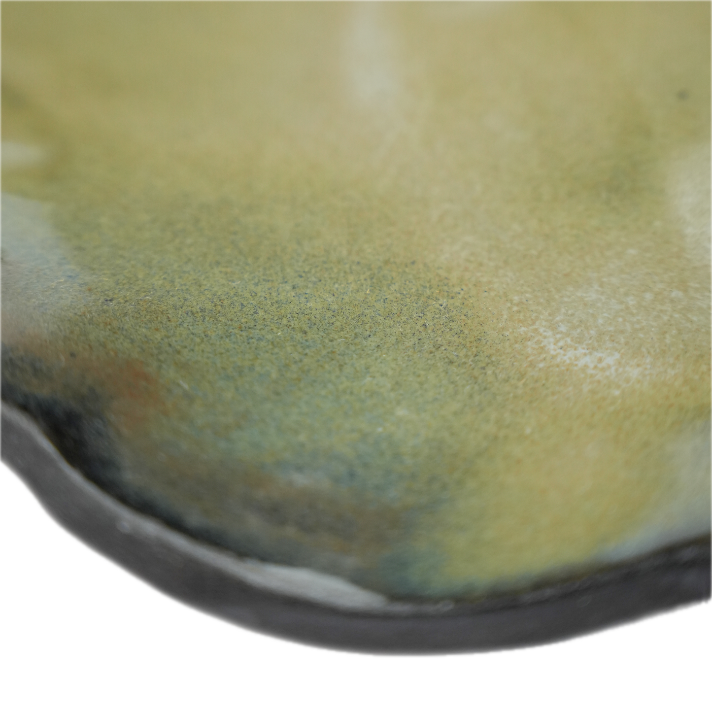 Close-up of pressed kalanchoe leaf texture on handmade stoneware tray, Mocha Cat Pottery Bangalore