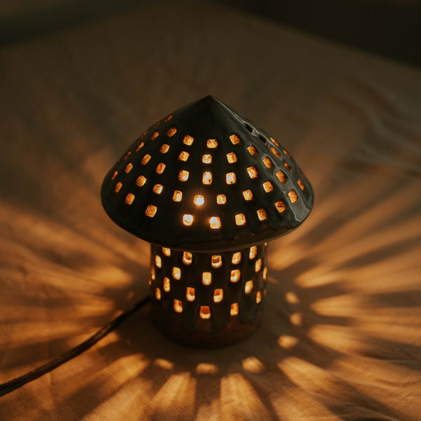 Mushroom Lamp — Ceramic Accent Lamp, handmade ceramic by Mocha Cat Pottery, Bangalore