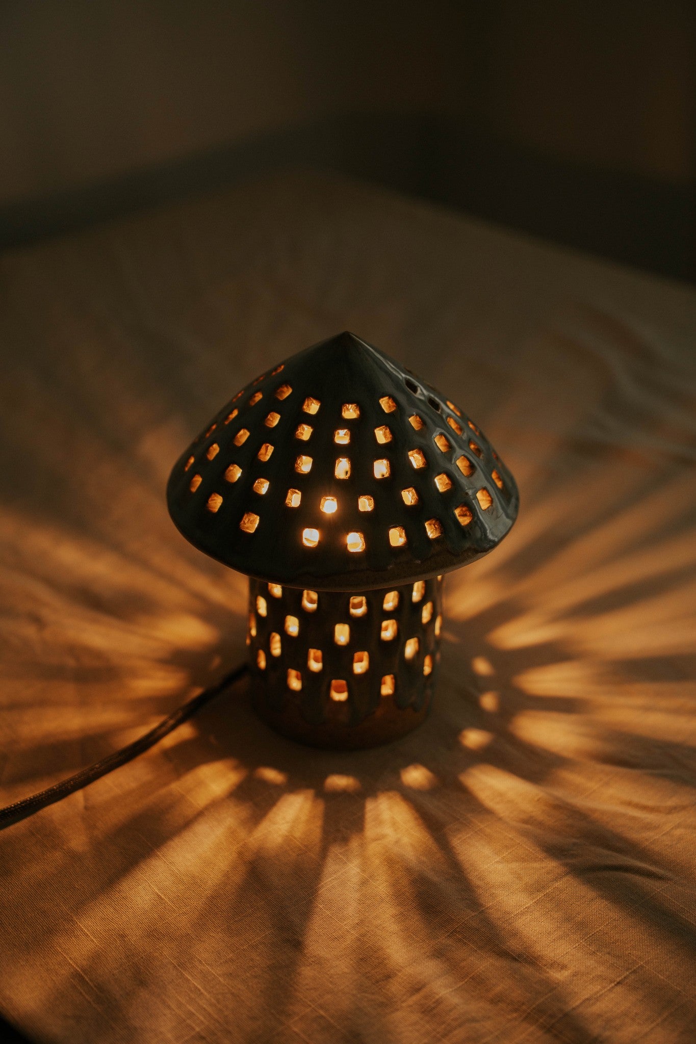 Mushroom Lamp — Ceramic Accent Lamp, handmade ceramic by Mocha Cat Pottery, Bangalore