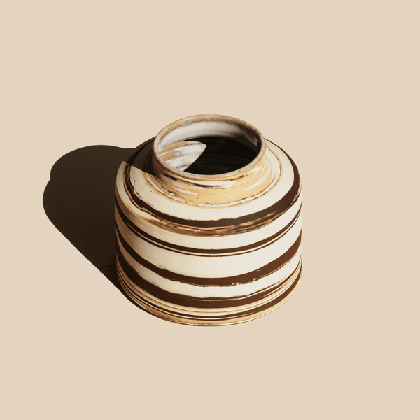 Swirl — Marbled Stoneware Vase, handmade ceramic by Mocha Cat Pottery, Bangalore
