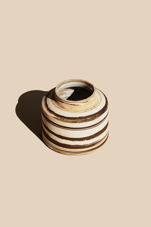 Swirl — Marbled Stoneware Vase, handmade ceramic by Mocha Cat Pottery, Bangalore