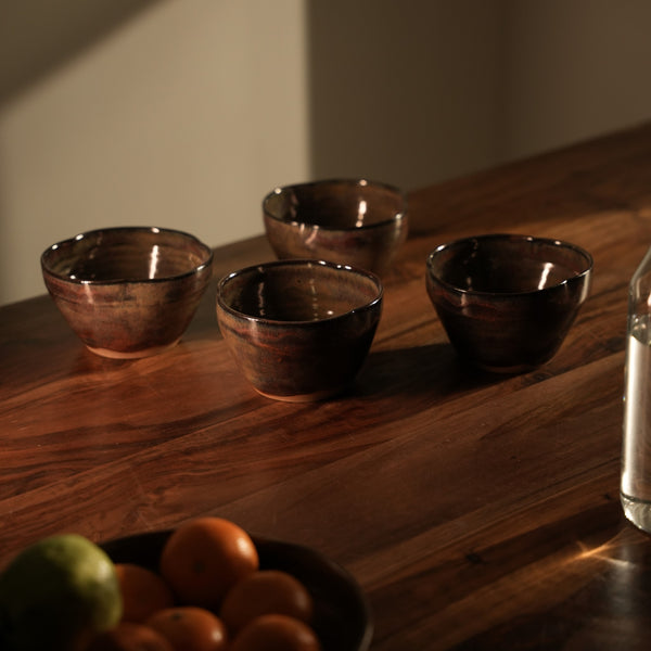 Iridescent Bowl — Glazed Serving Bowl, handmade ceramic by Mocha Cat Pottery, Bangalore