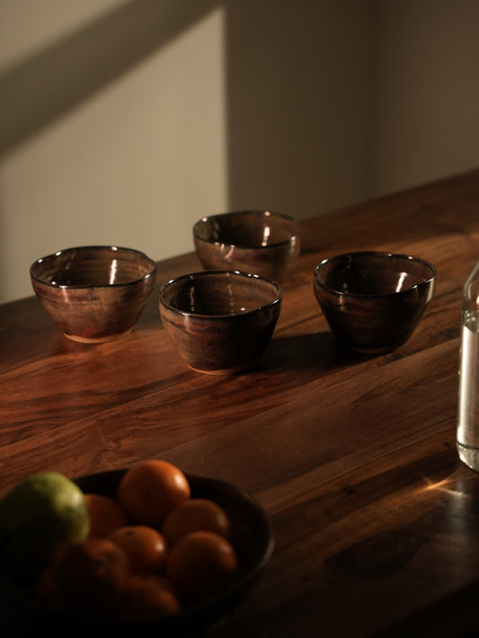 Iridescent Bowl — Glazed Serving Bowl, handmade ceramic by Mocha Cat Pottery, Bangalore