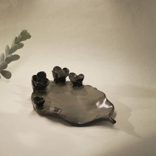 Kalanchoe Tray — Botanical Trinket Tray, handmade ceramic by Mocha Cat Pottery, Bangalore