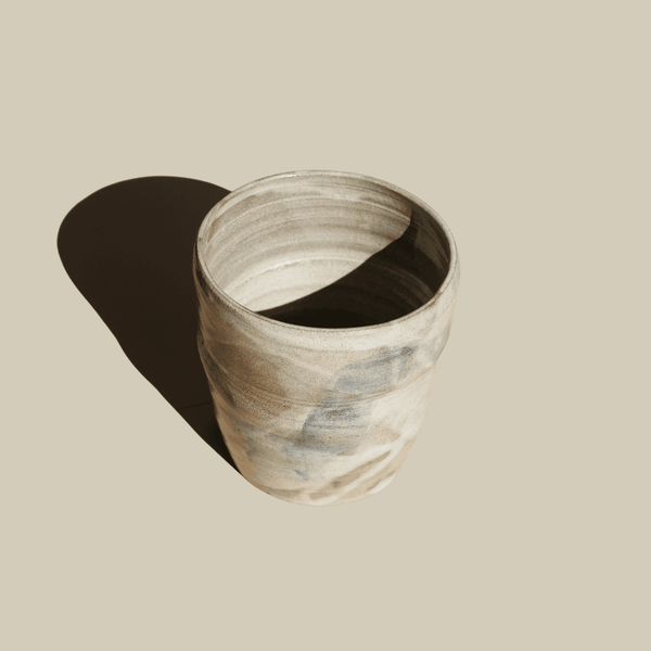 Flow — Carved Stoneware Vase, handmade ceramic by Mocha Cat Pottery, Bangalore