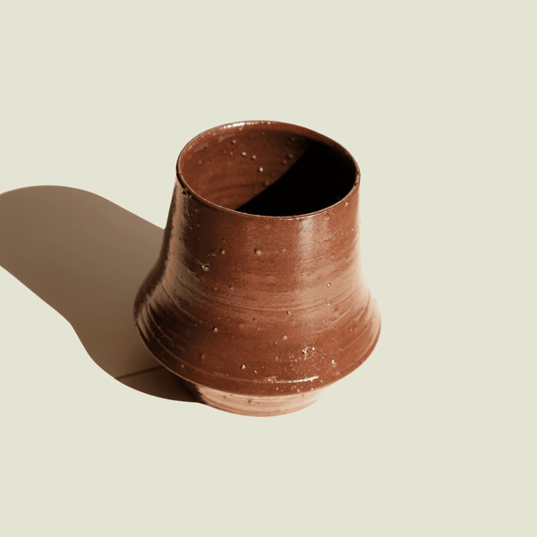Brownie — Textured Stoneware Vase, handmade ceramic by Mocha Cat Pottery, Bangalore