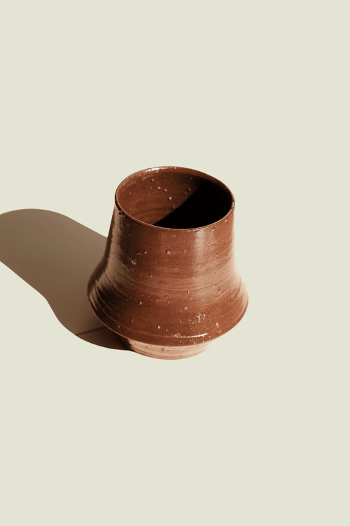 Brownie — Textured Stoneware Vase, handmade ceramic by Mocha Cat Pottery, Bangalore