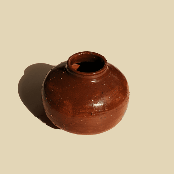 Choco Ball — Earth Grain Vase, handmade ceramic by Mocha Cat Pottery, Bangalore
